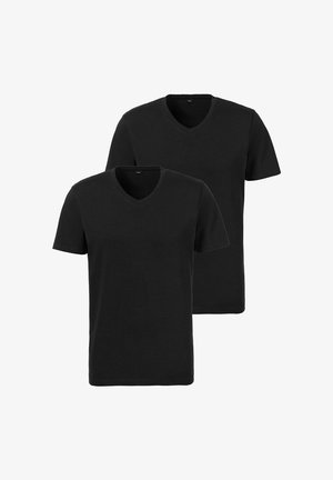s.Oliver, S.OLIVER HERREN T-SHIRTS V-AUSSCHNITT | 2 STÜCK - Unterhemd/-shirt - schwarz