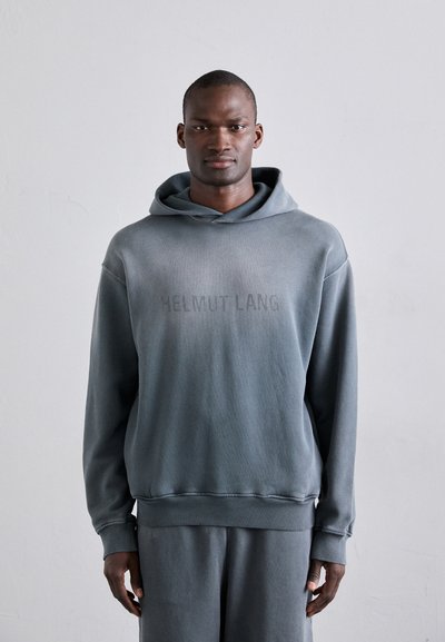 Grau hoodie aus weichem Stoff, mit lässiger Passform, gerippten Bündchen und einem dezenten Logo, das auf der Vorderseite gedruckt ist.