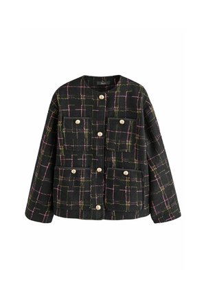 CHECKED COLLARLESS - Kevyt takki - black