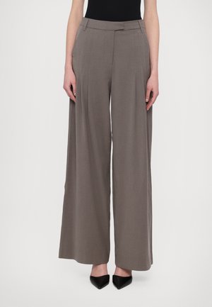 WIDE SUITING PANTS - Housut - dark brown