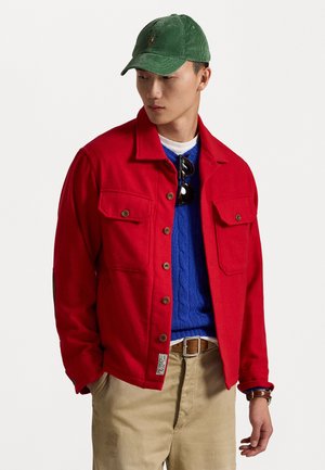 SUEDE-PATCH WOOL TWILL OVERSHIRT - Jachetă de vară - red