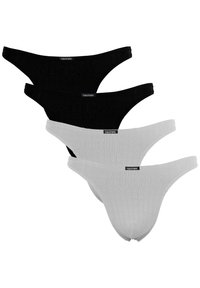 Fabio Farini 4ER PACK HERREN STRING TANGA ENG ANLIEGEND STRETCH - Slip - schwarz/grau