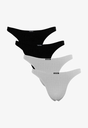 Fabio Farini 4ER PACK HERREN STRING TANGA ENG ANLIEGEND STRETCH - Slip - schwarz/grau