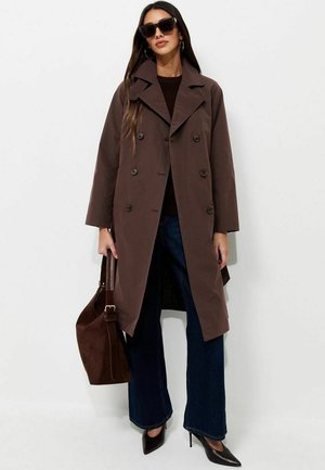New Look, DARK  DOUBLE BREASTED TRENCH COAT - Trenchcoat - dark brown