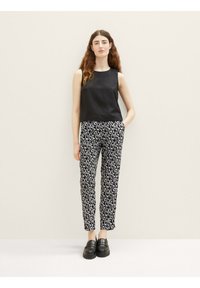 TOM TAILOR CROPPED - Broek - black small abstract design
