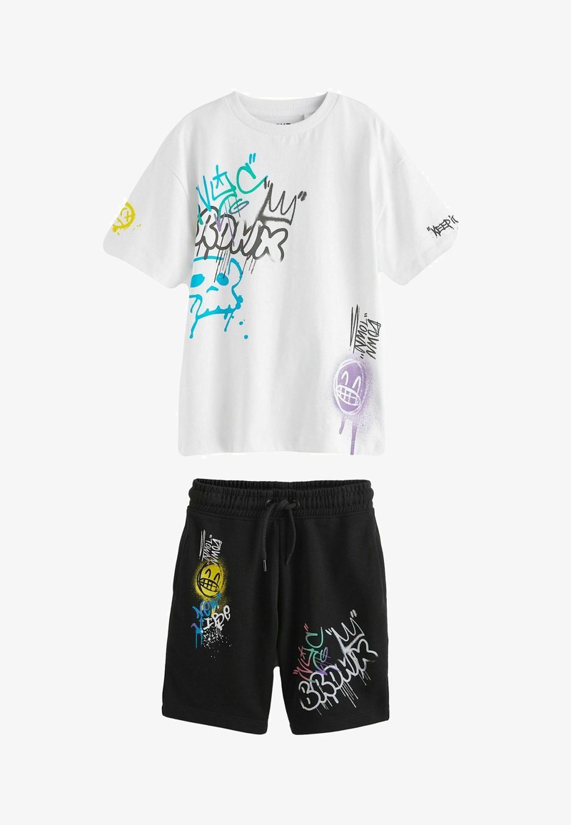 Next GRAPHIC AND SET - Shorts - white black graffiti