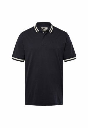 Mariene poloshirt van katoen, met een contrasterende kraag en mouwen met witte strepen, een placket met twee knopen en een rechte snit.