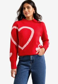 PETITE FIT - SEQUIN HEART MOTIF  - Svetrík - red