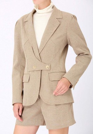 MOTIF PIED-DE-POULE À PATTE BOUTONNÉE - Blazer - beige