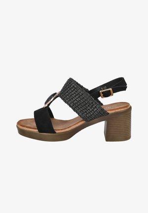 Pink Desert, R-82 SANDALIAS CON PIEDRA DE TACÓN MEDIO MUJER - Sandalias - black