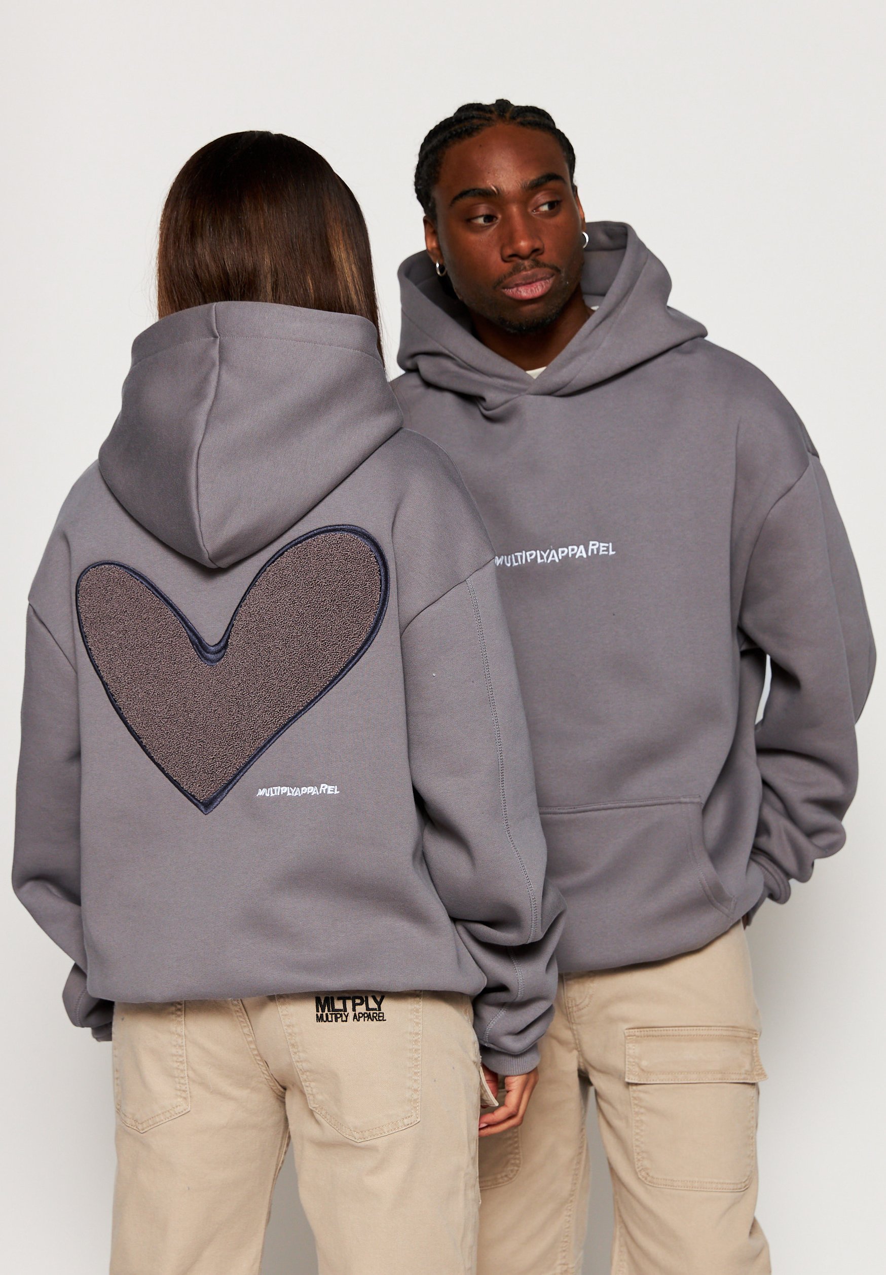 Multiply Apparel HEART - Hoodie - steel gray/grey - Zalando.de