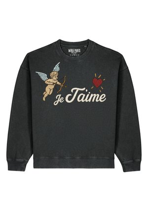 JE TAIME EMBROIDERY UNISEX - Felpa - washed black