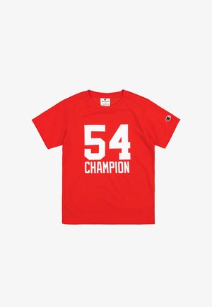 Rode t-shirt met korte mouwen, voorzien van een groot wit "54" en "CHAMPION" opdruk. Gemaakt van ademende stof, met een logo op de linker mouw.