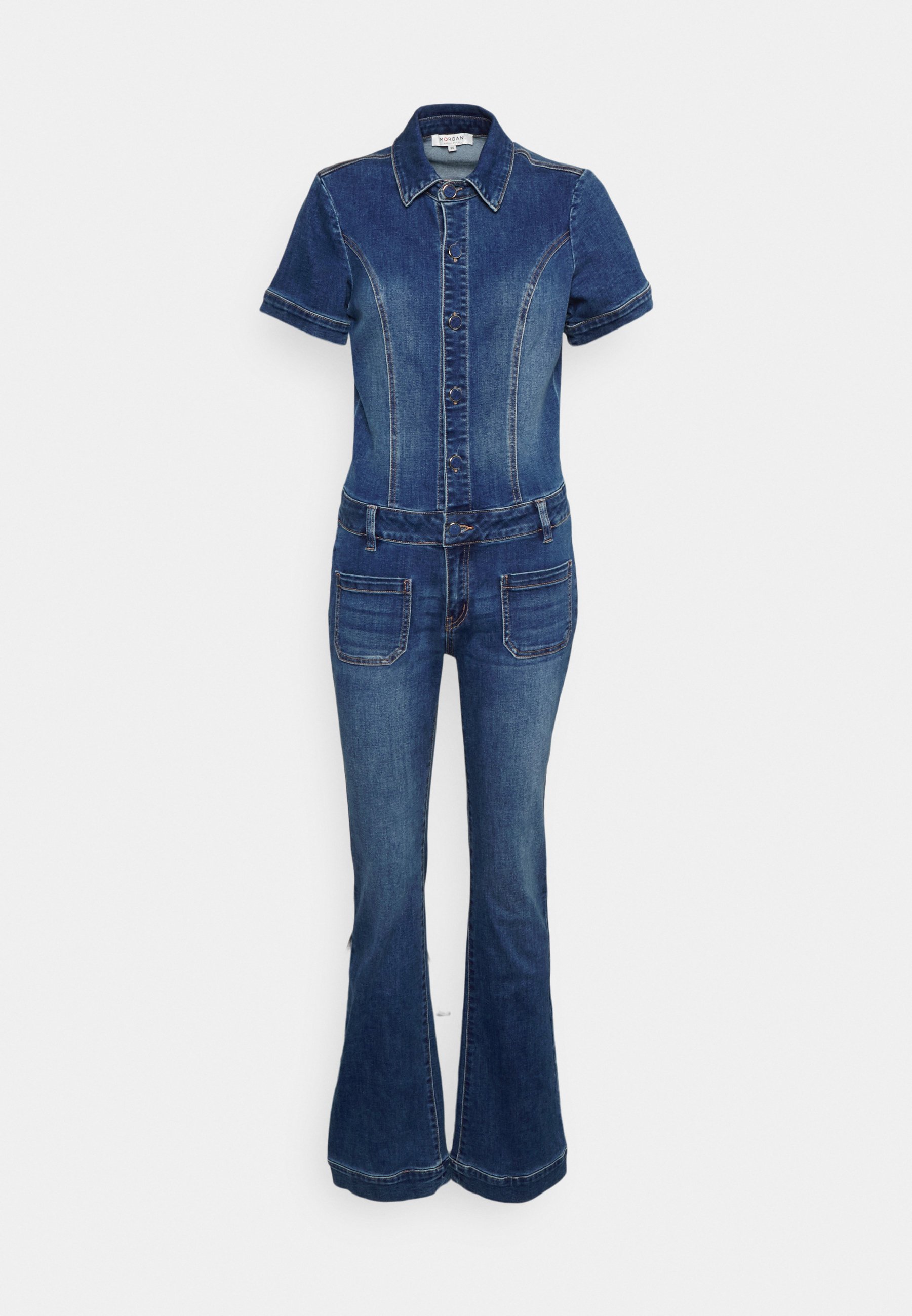 Morgan PALAIS - Tuta jumpsuit - stone/blu denim - Zalando.it