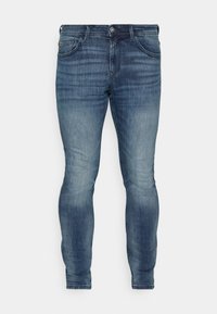 Não selecionado, used mid stone blue denim