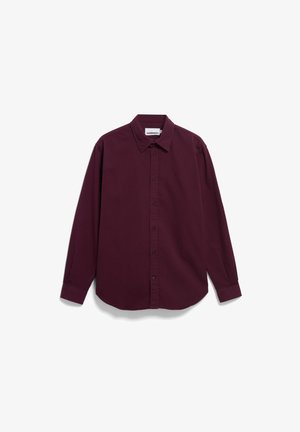 Bordeaux langemouwen overhemd met knopen, gemaakt van katoen; beschikt over een klassieke kraag, knopen aan de voorkant en een klein logo op de linkerkant van de borst.
