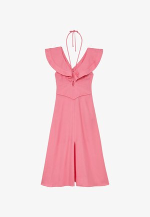 Reiss, REGULAR FIT - GISELLE RUFFLE TIE-NECK KEYHOLE MIDI DRESS . - Freizeitkleid - pink