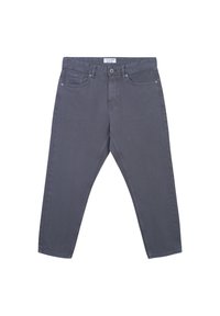 Szare dżinsy o prostym kroju, z zamkiem błyskawicznym, pięcioma kieszeniami i delikatnymi detalami w szwie.