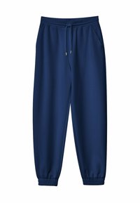Helleblaue Jogginghose aus weichem Material, mit elastischen Bund und Kordelzug, Seitentaschen und elastischen Bündchen.