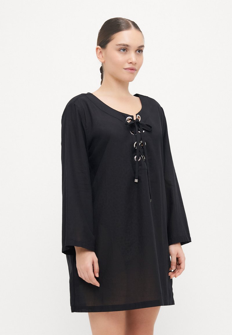 MICHAEL Michael Kors LACE UP CAFTAN - Beach accessory - black - Zalando