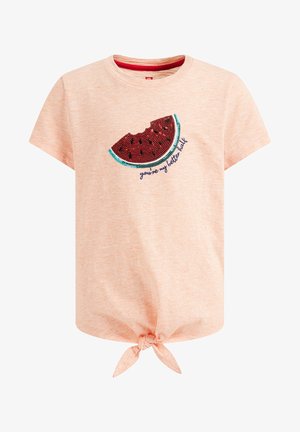 MET PAILLETTEN APPLICATIE - T-shirt con stampa - orange