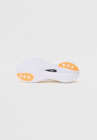 Semelle extérieur de sneaker blanche avec motif texturé, présentant des accents orange. Le logo central affiche "SPEEDROLL", indiquant un design performant.