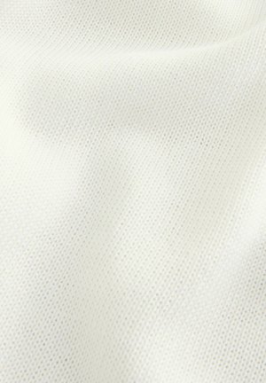 Țesătură tricotată albă cu o textură fină și netedă, prezentând o ușoară elasticitate și un luciu subtil, evidențiind un model de țesătură regulat.