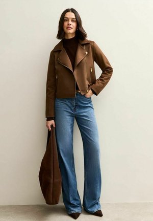 MID BIKER - Imitatieleren jas - dark brown