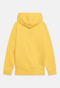 Felpa gialla in cotone con tasca a marsupio. Presenta un cappuccio con cordino, polsini a costine e una vestibilità rilassata. Tessuto morbido e liscio.