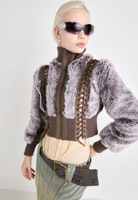 Jaded London ZIP UP JACKET - Imitert skinnjakke - brown