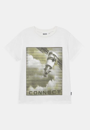 White T-shirt with graphic of a satellite in space above clouds and the word "CONNECT" at the bottom.