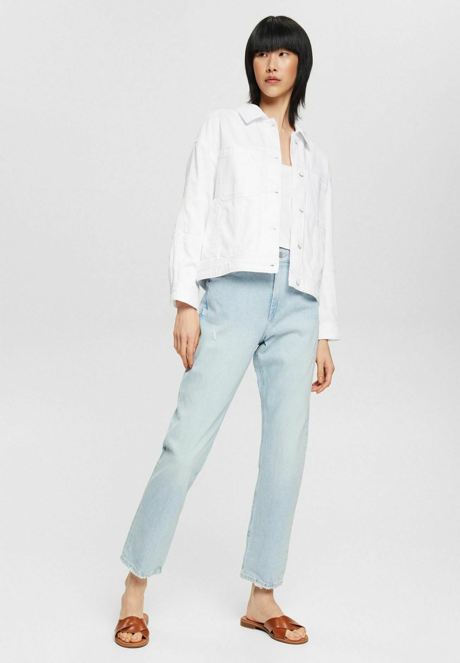 Esprit Straight leg jeans - blue bleached/bleached denim - Zalando.co.uk