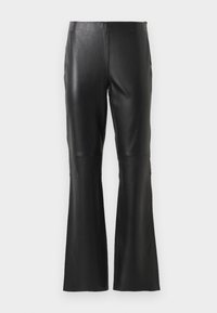 GENTIAN FLARED PANTS - Leather trousers - black