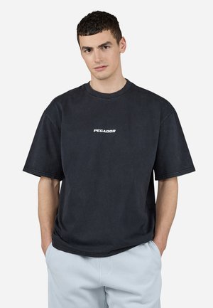 COLNE OVERSIZED TEE - Marškinėliai su spaudiniu - vintage black/dream blue