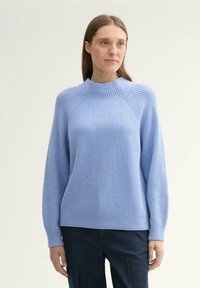 TOM TAILOR MIT STEHKRAGEN - Pulóver - calm blue rib structure