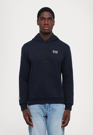 TRAIN LOGO SERIES HOODIE EXTENDED - Jersey con capucha - armani blue/white