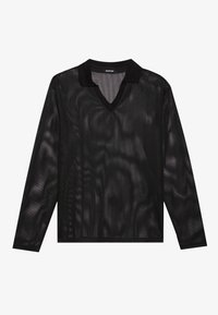 UNISEX LONG SLEEVED MESH POLO - Långärmad tröja - true black