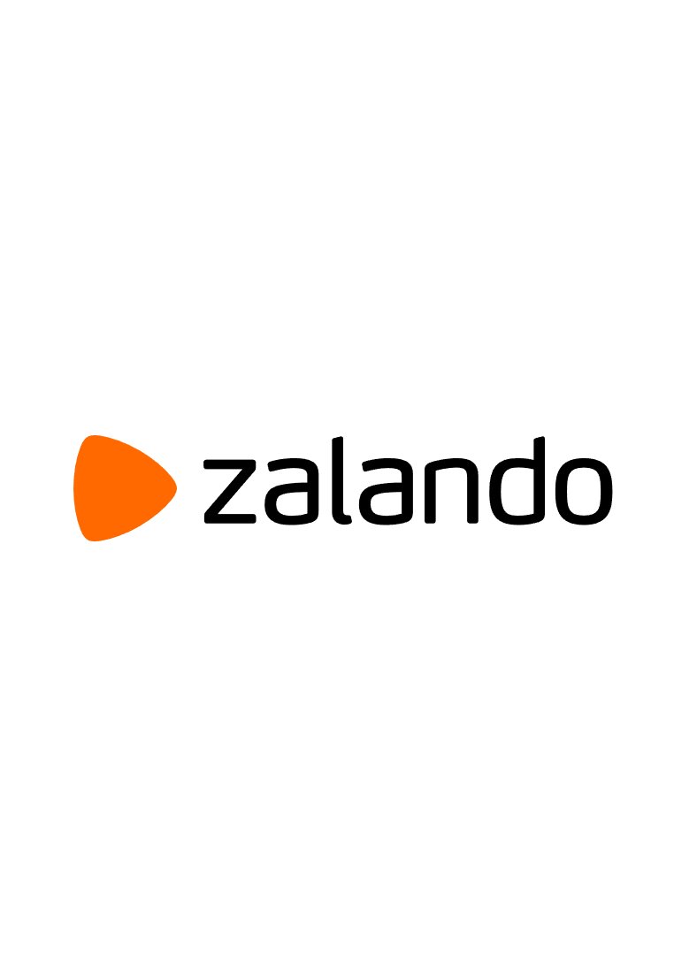 Logo Zalando przedstawiające pogrubioną, czarną czcionkę bezszeryfową z stylizowanym pomarańczowym trójkątnym kształtem obok tekstu na białym tle.