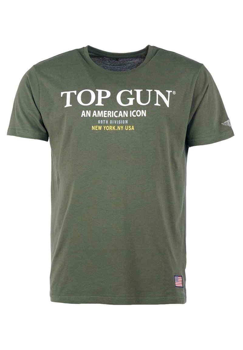 TOP GUN MIT TOP GUN SCHRIFTZUG - T-shirt print - oliv