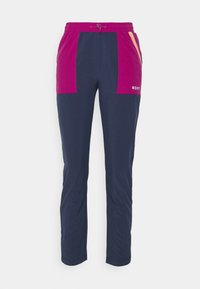 Námořnické tepláky s růžovými akcentními panely, elastickým pasem se šňůrkou, slim fit a logem na přední levé nohavici.