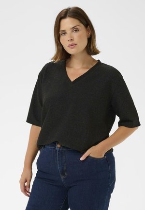 RIANA V-NECK - Trükipildiga T-särk - black metallic glitter