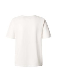 T-shirt bianca in cotone semplice, maniche corte, scollo rotondo, vestibilità rilassata. Nessun motivo o dettaglio visibile. Vista posteriore mostrata.