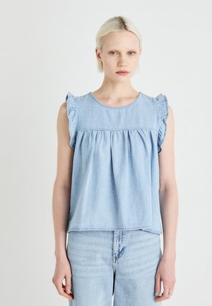 VMBECCA FRILL - Bluza - light blue denim