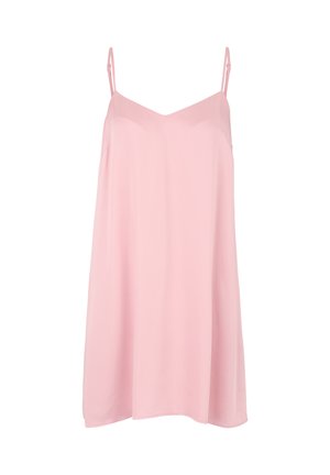 Camisola rosa con vestibilità ampia, spalline sottili e regolabili, dotata di scollatura a V e realizzata in tessuto morbido e leggero.