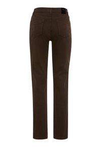 Bruine denimbroek met een slim fit, voorzien van een label op de tailleband en twee achterzakken. Soepele textuur met een eenvoudig ontwerp.