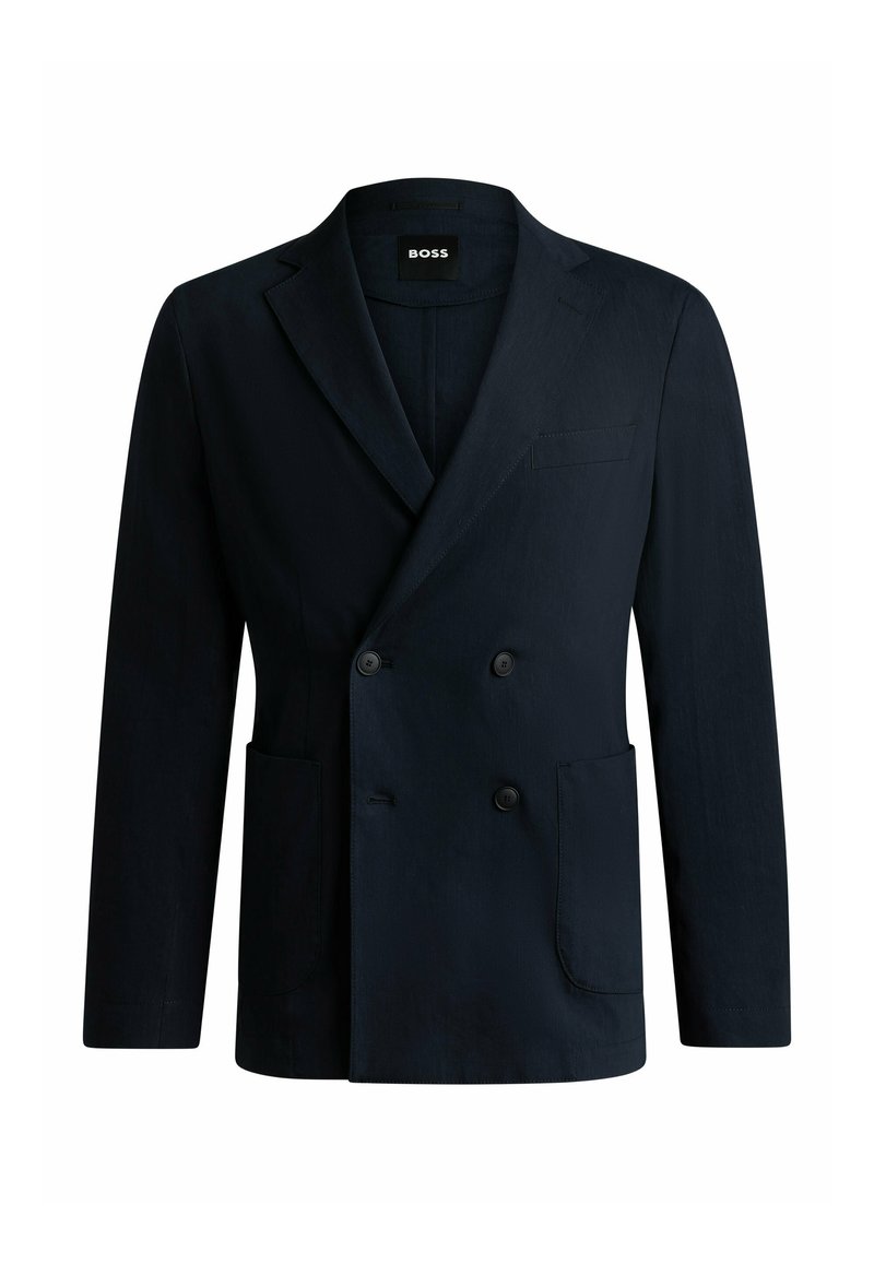 Doppelt jersey blazer in Marineblau aus glattem Stoff, mit zwei Fronttaschen, einer Brusttasche und eleganten Revers.
