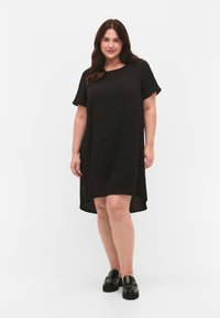 Zizzi WITH SHORT SLEEVES - Freizeitkleid - black