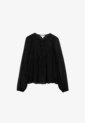 Marks & Spencer, CHIFFON BEADED TIE NECK BLOUSE. - Bluse - black
