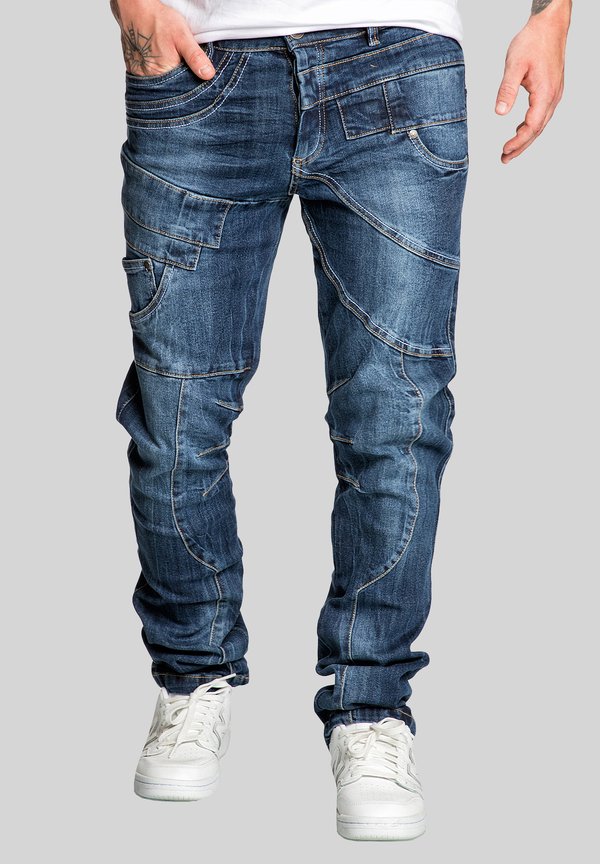 DESIGNSTRETCHPATCHWORK-LOOK A S - Jeans Slim Fit - dunkelblau