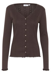 GRUSZ POINTELLE - Cardigan - dark oak